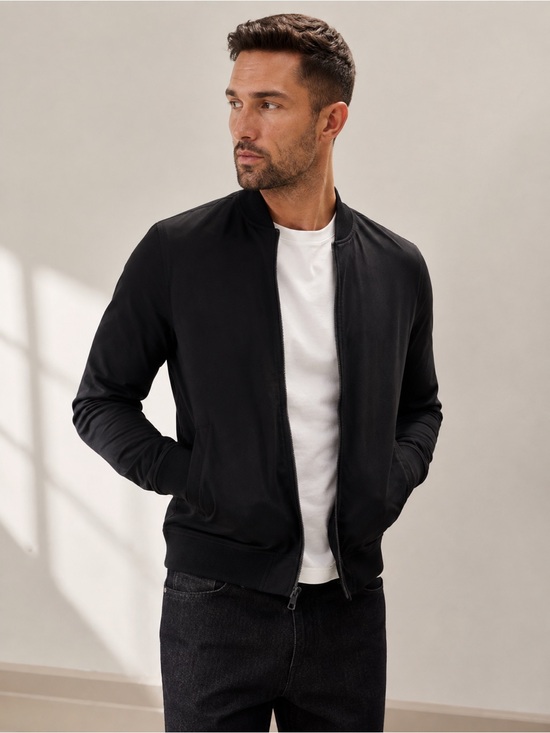 Banana Republic Other - Banana Republic Factory Cotton Luxe Touch Black Bomber Jacket Men’s Medium